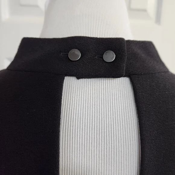 🆕️⬇️Nicole Miller Black Stretch Crepe Camille Dress With Sequin Puff Sleeves - Picture 8 of 15